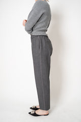 Peserico Pull-on Style Loro Piana Wool Tapered Trousers with Filo Diamante Sides in Grey Melange