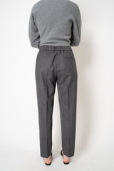 Peserico Pull-on Style Loro Piana Wool Tapered Trousers with Filo Diamante Sides in Grey Melange