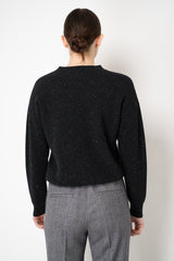 Peserico Stockinette Stitch Wool Cashmere Pullover with Filo Diamante Stripes in Black