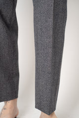 Peserico Pull-on Style Loro Piana Wool Tapered Trousers with Filo Diamante Sides in Blue Grey Melange