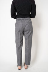 Peserico Pull-on Style Loro Piana Wool Tapered Trousers with Filo Diamante Sides in Blue Grey Melange