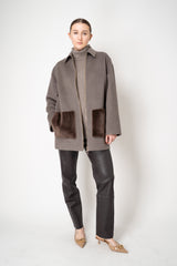 Fabiana Filippi Wool Cashmere Collared Coat With Shearling Pockets in Taupe