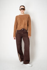 Rag & Bone Miramar Terry Wide-Leg Track Pants in Chocolate Brown