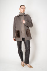 Fabiana Filippi Wool Cashmere Collared Coat With Shearling Pockets in Taupe