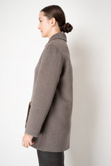 Fabiana Filippi Wool Cashmere Collared Coat With Shearling Pockets in Taupe