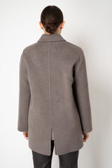 Fabiana Filippi Wool Cashmere Collared Coat With Shearling Pockets in Taupe