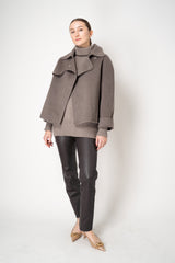 Fabiana Filippi Wool Cashmere Cropped Trench Coat in Taupe