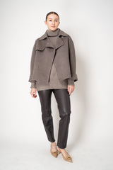 Fabiana Filippi Wool Cashmere Cropped Trench Coat in Taupe