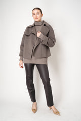 Fabiana Filippi Wool Cashmere Cropped Trench Coat in Taupe
