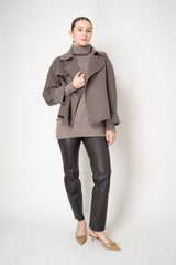 Fabiana Filippi Wool Cashmere Cropped Trench Coat in Taupe