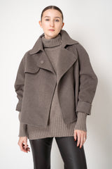Fabiana Filippi Wool Cashmere Cropped Trench Coat in Taupe