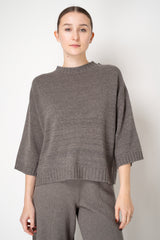 Fabiana Filippi Wool Viscose Knit Dropped Shoulder Sweater in Grey Taupe