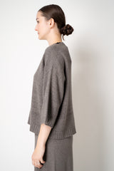 Fabiana Filippi Wool Viscose Knit Dropped Shoulder Sweater in Grey Taupe