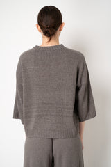 Fabiana Filippi Wool Viscose Knit Dropped Shoulder Sweater in Grey Taupe