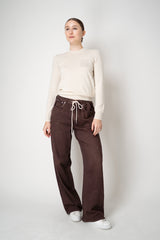 Rag & Bone Miramar Pull-On Style Drawstring Wide Leg Pants in Chocolate Brown