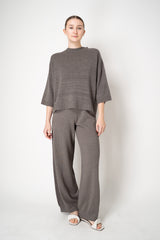 Fabiana Filippi Wool Viscose Knit Dropped Shoulder Sweater in Grey Taupe