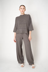 Fabiana Filippi Wool Viscose Knit Dropped Shoulder Sweater in Grey Taupe