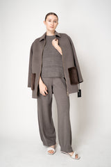 Fabiana Filippi Wool Viscose Knit Dropped Shoulder Sweater in Grey Taupe