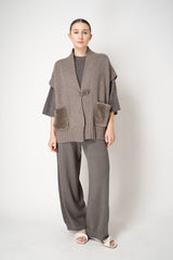 Fabiana Filippi Wool Viscose Knit Dropped Shoulder Sweater in Grey Taupe