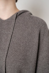 Fabiana Filippi Wool Viscose Knit Short Sleeve Hooded Sweater in Grey Taupe