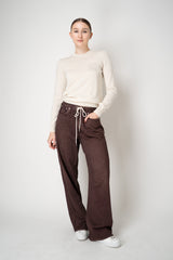 Rag & Bone Miramar Pull-On Style Drawstring Wide Leg Pants in Chocolate Brown
