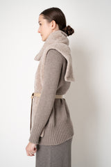 Manzoni 24 Lamb Shearling Cowl Neck Belted Pettorina in Oat
