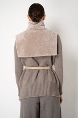 Manzoni 24 Lamb Shearling Cowl Neck Belted Pettorina in Oat