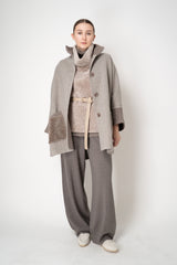 Manzoni 24 Lamb Shearling Cowl Neck Belted Pettorina in Oat