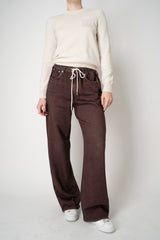 Rag & Bone Miramar Pull-On Style Drawstring Wide Leg Pants in Chocolate Brown