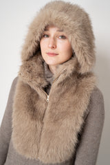 Herno Faux Shearling Hooded Pettorina in Taupe
