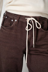 Rag & Bone Miramar Pull-On Style Drawstring Wide Leg Pants in Chocolate Brown