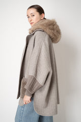 Herno Faux Shearling Hooded Pettorina in Taupe