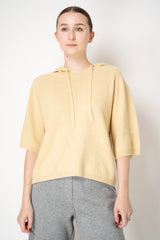 Fabiana Filippi Wool Viscose Knit Short Sleeve Hooded Sweater in Yellow