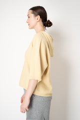 Fabiana Filippi Wool Viscose Knit Short Sleeve Hooded Sweater in Yellow