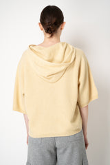Fabiana Filippi Wool Viscose Knit Short Sleeve Hooded Sweater in Yellow