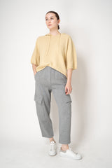 Fabiana Filippi Wool Viscose Knit Short Sleeve Hooded Sweater in Yellow