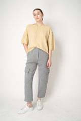 Fabiana Filippi Wool Viscose Knit Short Sleeve Hooded Sweater in Yellow