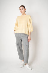 Fabiana Filippi Wool Viscose Knit Dropped Shoulder Sweater in Yellow