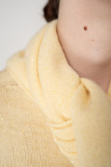 Fabiana Filippi Sequin Embellished Silk Wool Triangle Scarf in Yellow