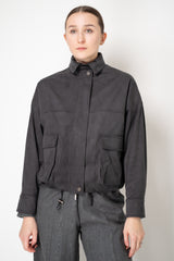 D. Exterior Cropped Faux Suede Bomber Jacket in Anthracite