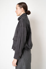 D. Exterior Cropped Faux Suede Bomber Jacket in Anthracite