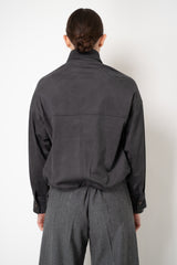 D. Exterior Cropped Faux Suede Bomber Jacket in Anthracite
