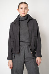 D. Exterior Cropped Faux Suede Bomber Jacket in Anthracite