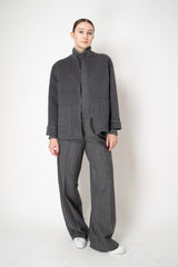 Fabiana Filippi Wool Cashmere Bomber Jacket with Knit Collar in Grey