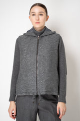 Fabiana Filippi Sequin Knitted Fabric Hooded Padded Vest in Grey