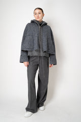 Manzoni 24 Bouclé Reversible Cropped Jacket in Grey and Navy Print