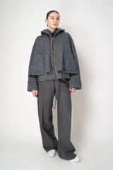 Manzoni 24 Bouclé Reversible Cropped Jacket in Grey and Navy Print