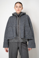 Manzoni 24 Bouclé Reversible Cropped Jacket in Grey and Navy Print