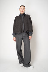 Manzoni 24 Bouclé Reversible Cropped Jacket in Grey and Navy Print