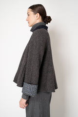 Manzoni 24 Bouclé Reversible Cropped Jacket in Grey and Navy Print